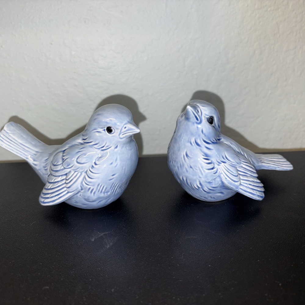 Set Of 2 Sparrow Figurines Goebel W. Germany Vintage Blue Birds Cv72 Cv73
